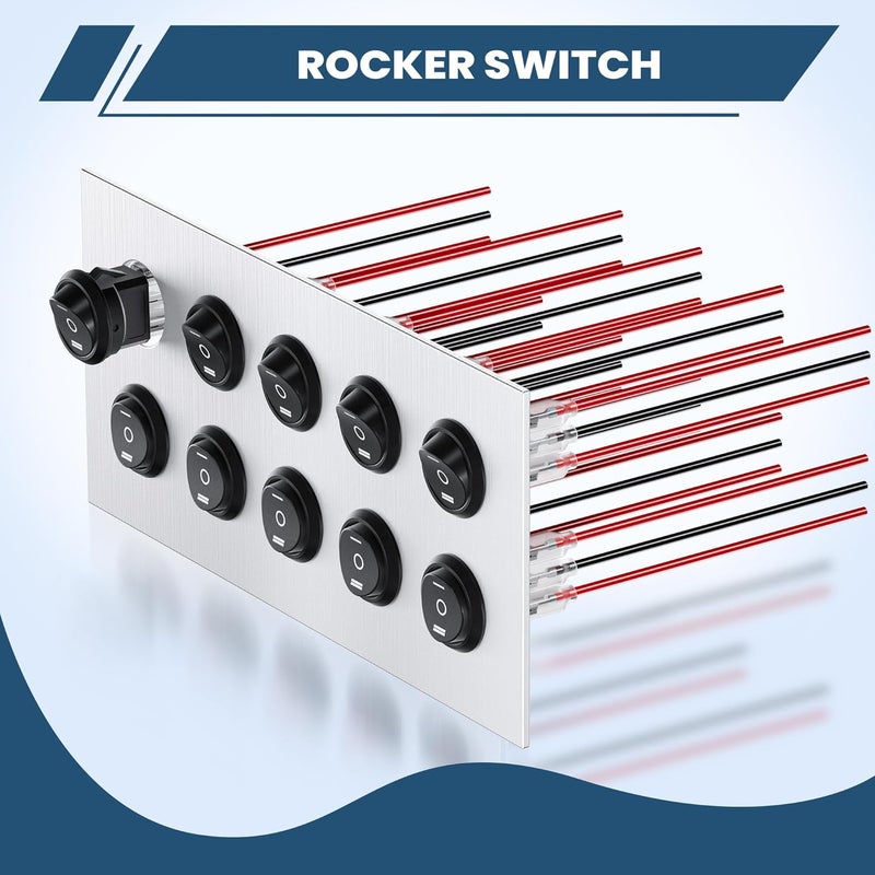 DMTVAL 10Pcs 12V Round Rocker Switch Kit, 3 Pin 3 Position SPST ON/Off Toggle with Pre-Wired Leads, Rated 6A/250V 10A/125V, for Car, Boat, Marine, RV - Image 4